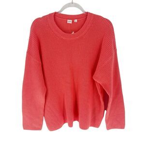 Gap Sweater Womens XL Pink Textured Cotton Knit Crewneck Pullover NEW $54